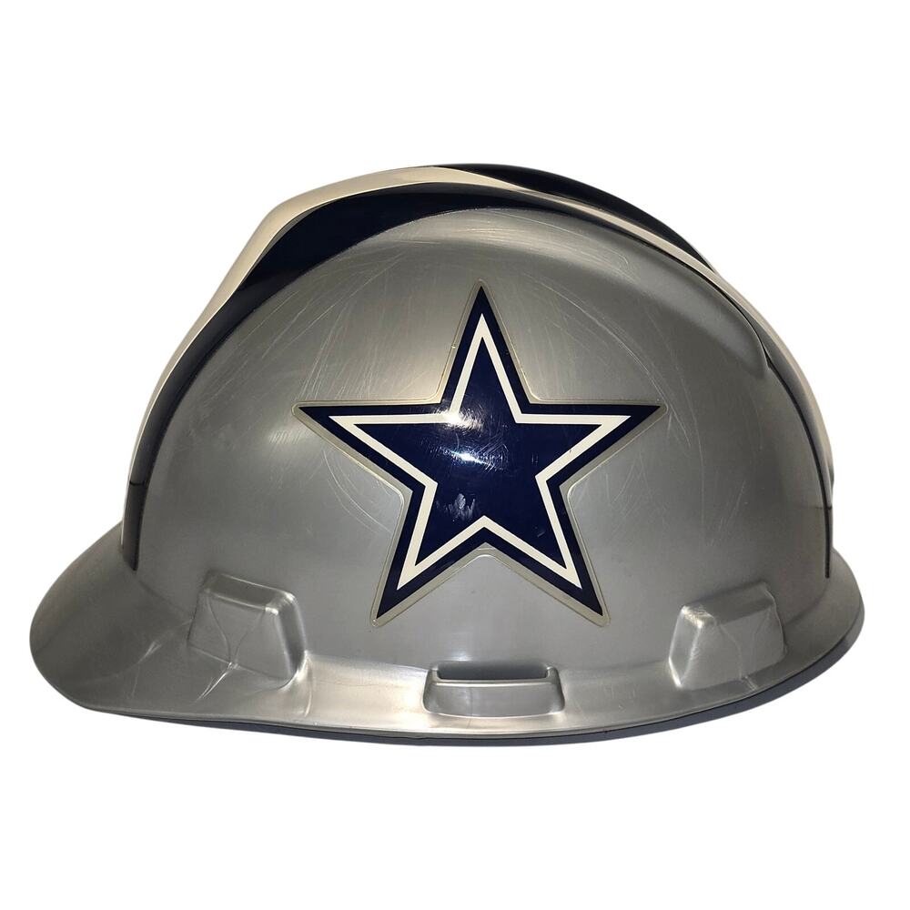 Dallas Cowboys Hard Hat MSA Medium NFL Construction Helmet Silver Blue